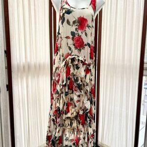 Cecico Rose Floral 3 Tier Ruffle Maxi Dress